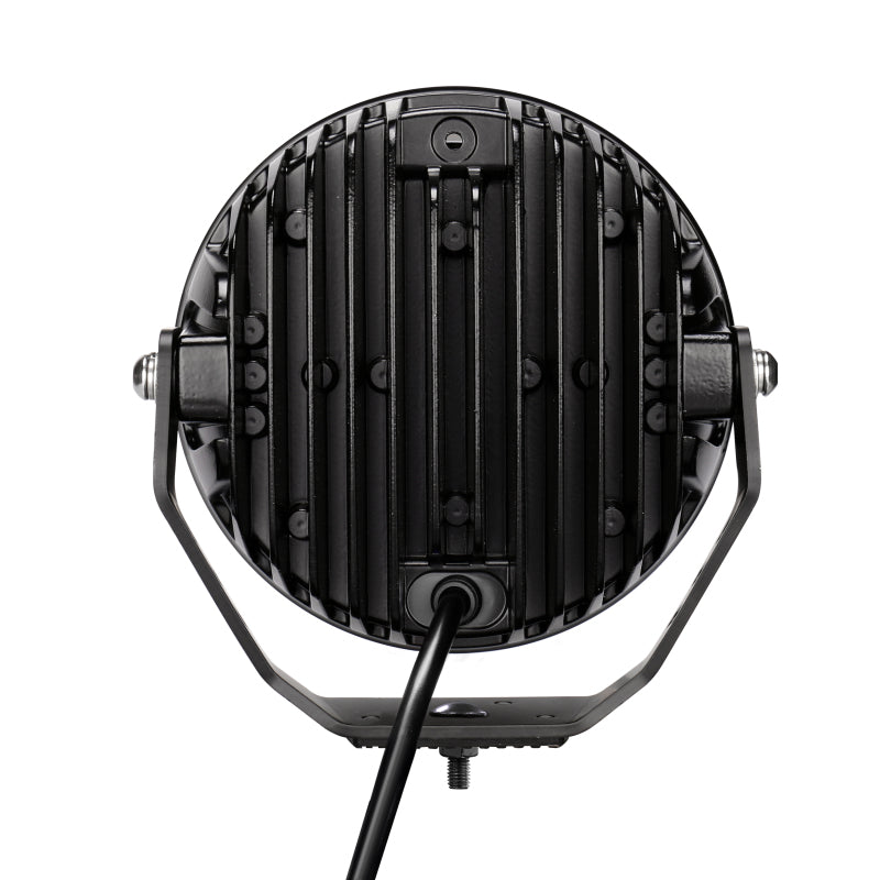 Go Rhino Xplor Blackout Series Round LED Spot Light Beam w/DRL (Surface/Thread Stud Mnt) 7in. - Blk-thumbmail-9