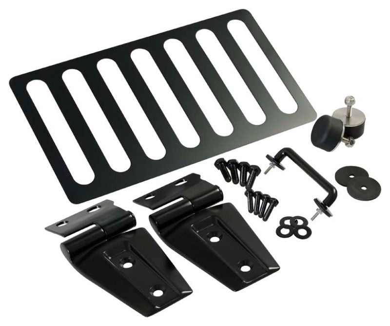 Kentrol 07-18 Jeep Wrangler JK Hood Kit Without Hood Catch - Powdercoat Black-thumbmail-1