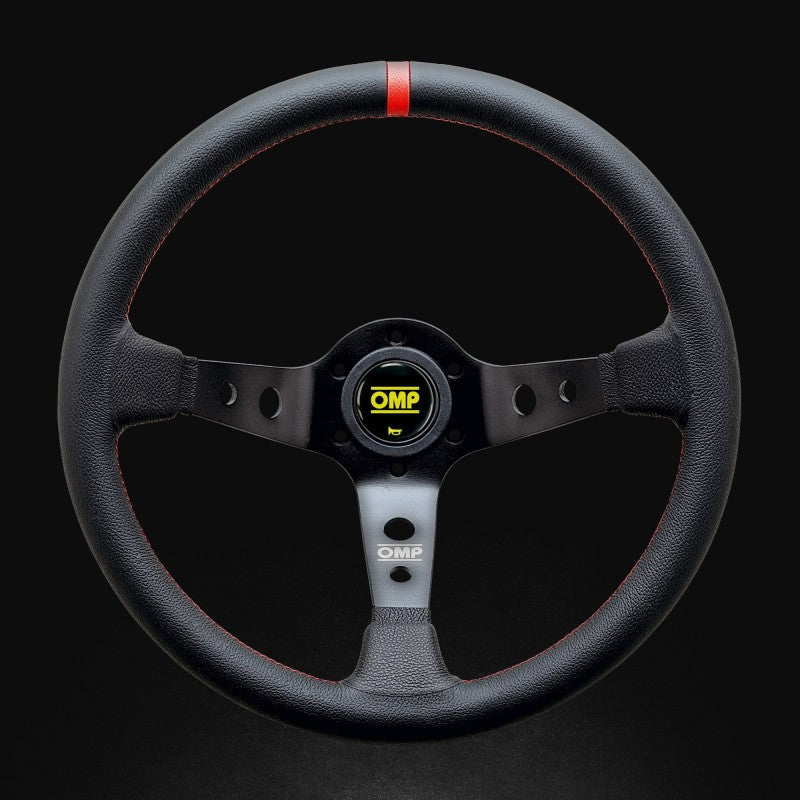 OMP Corsica Racing Steering Wheels 350mm - Black/Red-thumbmail-1