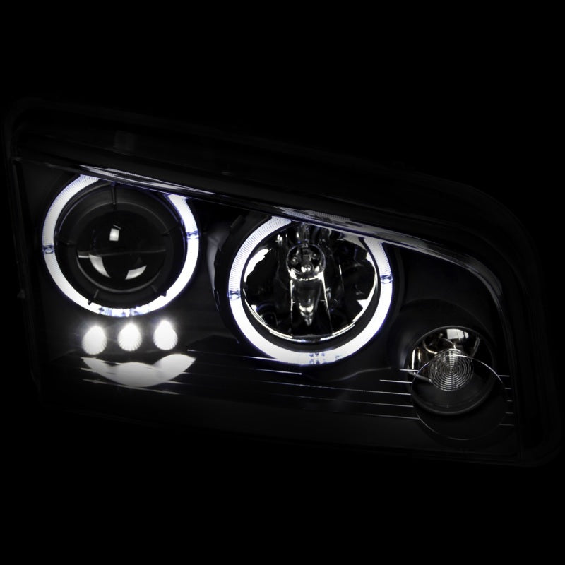 ANZO 2006-2010 Dodge Charger Projector Headlights w/ Halo Black-thumbmail-7