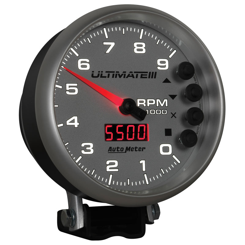 Autometer 5 inch Ultimate III Playback Tachometer 9000 RPM - Silver-thumbmail-4