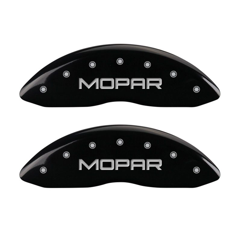 MGP 4 Caliper Covers Engraved Front & Rear MOPAR Black finish silver ch-thumbmail-2