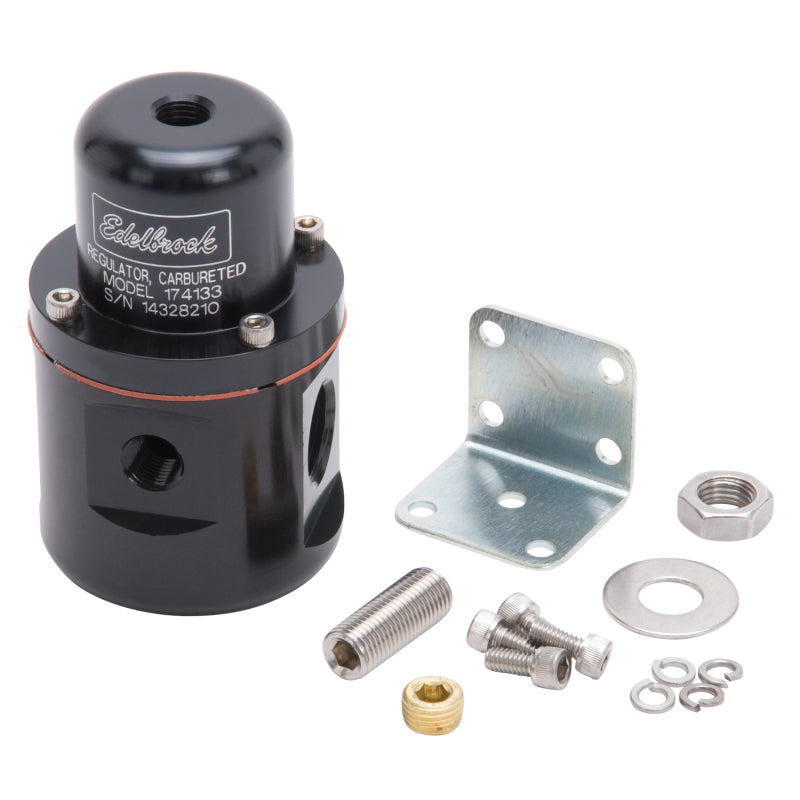 Edelbrock Fuel Pressure Regulator Carbureted 160 GPH 5-10 PSI 3/8In In/Out 3/8In Return Black-thumbmail-2