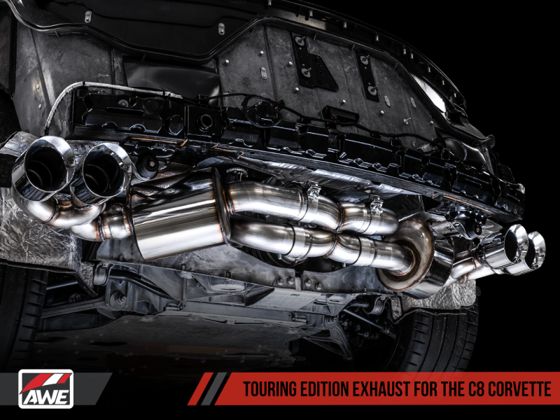 AWE Tuning 2020 Chevrolet Corvette (C8) Touring Edition Exhaust - Quad Diamond Black Tips-thumbmail-14