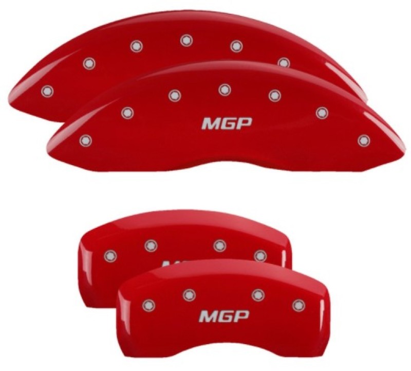 MGP 4 Caliper Covers Engraved Front & Rear MGP Red Finish Silver Characters 2019 Ford Edge-thumbmail-2