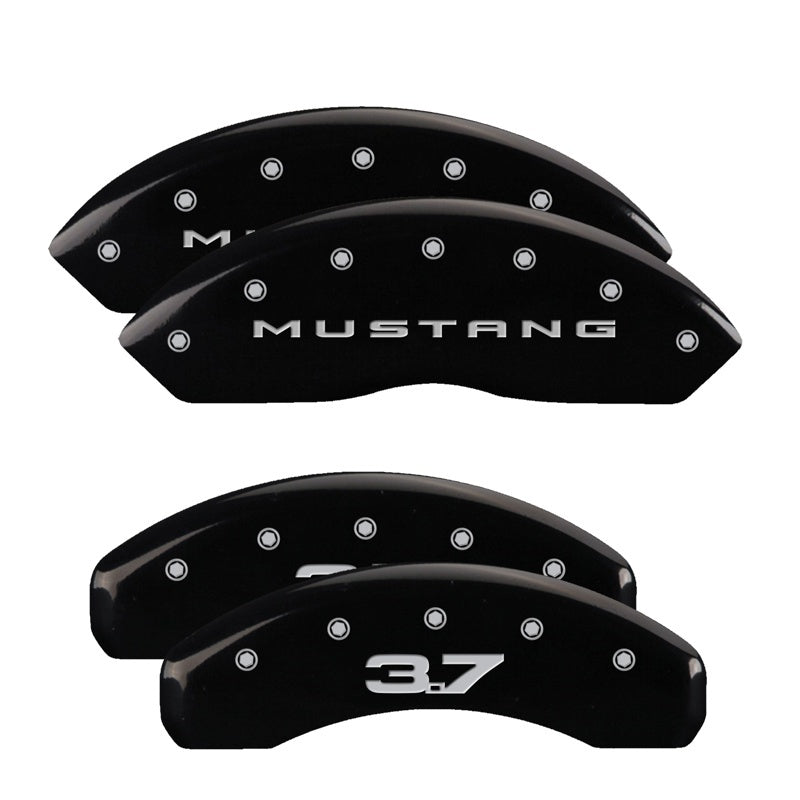 MGP 4 Caliper Covers Engraved Front 2015/Mustang Engraved Rear 2015/37 Black finish silver ch-thumbmail-3