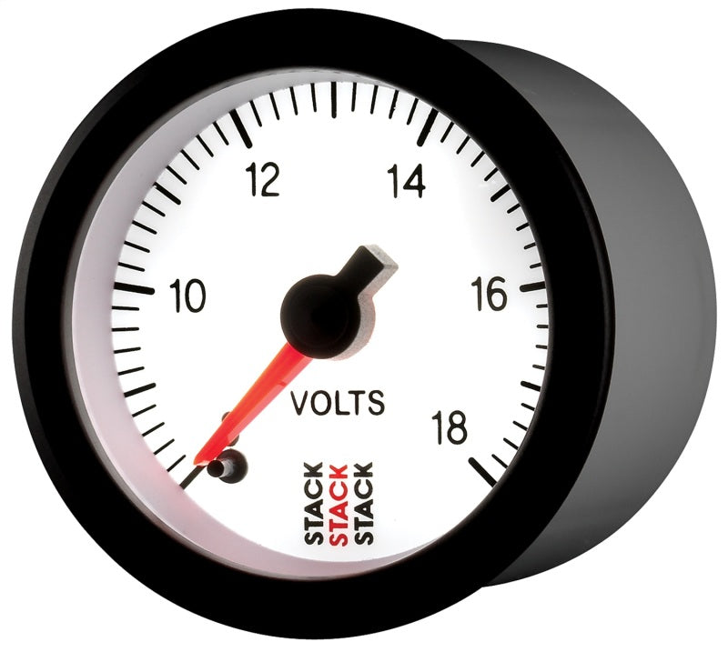 Autometer Stack 52mm 8-18V Pro Stepper Motor Battery Voltage Gauge - White-thumbmail-5