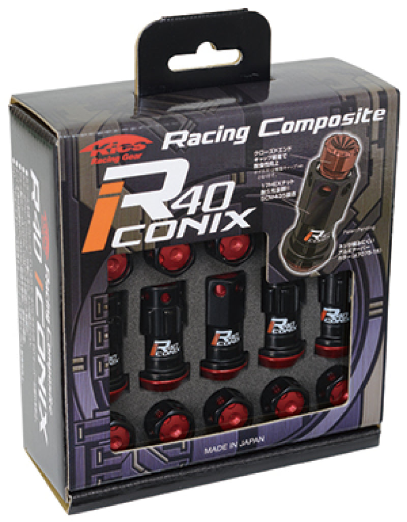 Project Kics 12X1.25 Black R40 Iconix Lug Nuts - 16+4 (Red Cap)-thumbmail-1