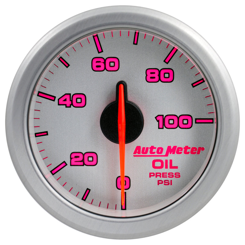 Autometer Airdrive 2-1/6in Oil Pressure Gauge 0-100 PSI - Silver-thumbmail-4