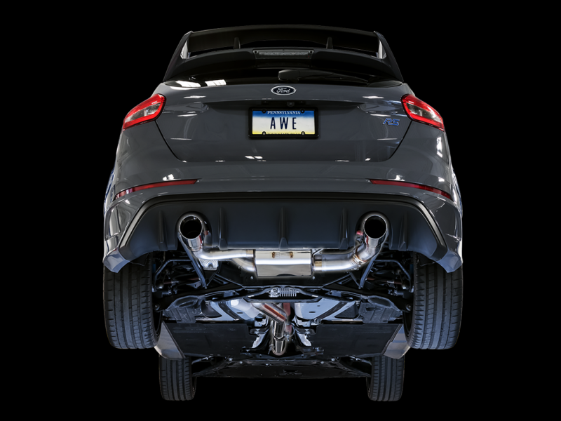 AWE Tuning Ford Focus RS SwitchPath Cat-back Exhaust - Chrome Silver Tips-thumbmail-6