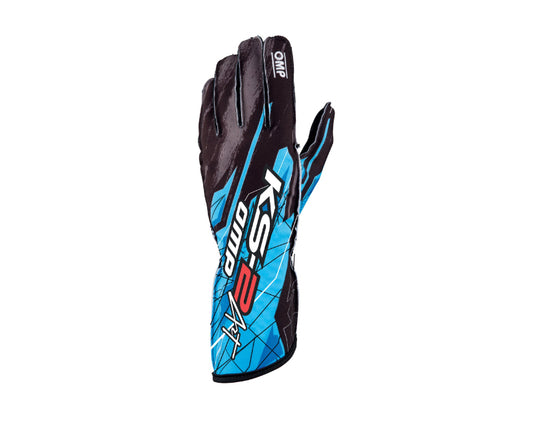 OMP KS-2 Art Gloves Black/Cyan - Size M