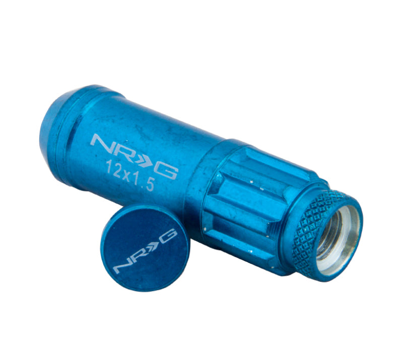 NRG 700 Series M12 X 1.5 Steel Lug Nut w/Dust Cap Cover Set 21 Pc w/Locks & Lock Socket - Blue-thumbmail-4