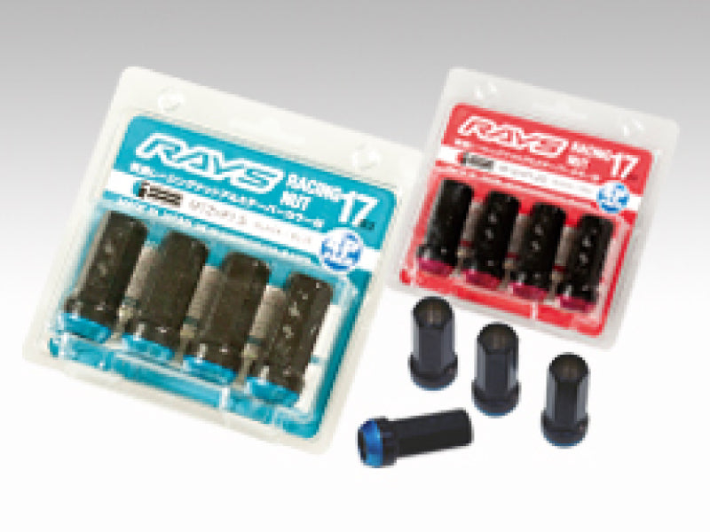 Rays 17 Hex Racing Nut 12x1.50 (Open End) (Blue Seat) - Black (2 Pieces)-thumbmail-1