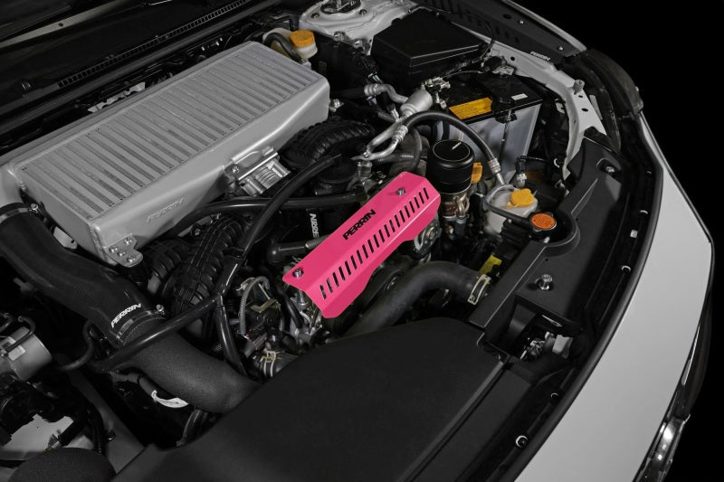 Perrin 22-23 Subaru WRX Pulley Cover (Short Version - Works w/AOS System) - Hyper Pink-thumbmail-4