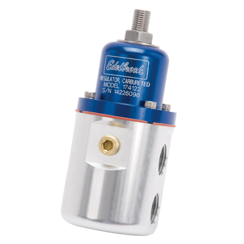 Edelbrock Fuel Pressure Regulator Carbureted 160 GPH 5-10 PSI 3/8In In/Out Returnless Blue/Clear-thumbmail-12
