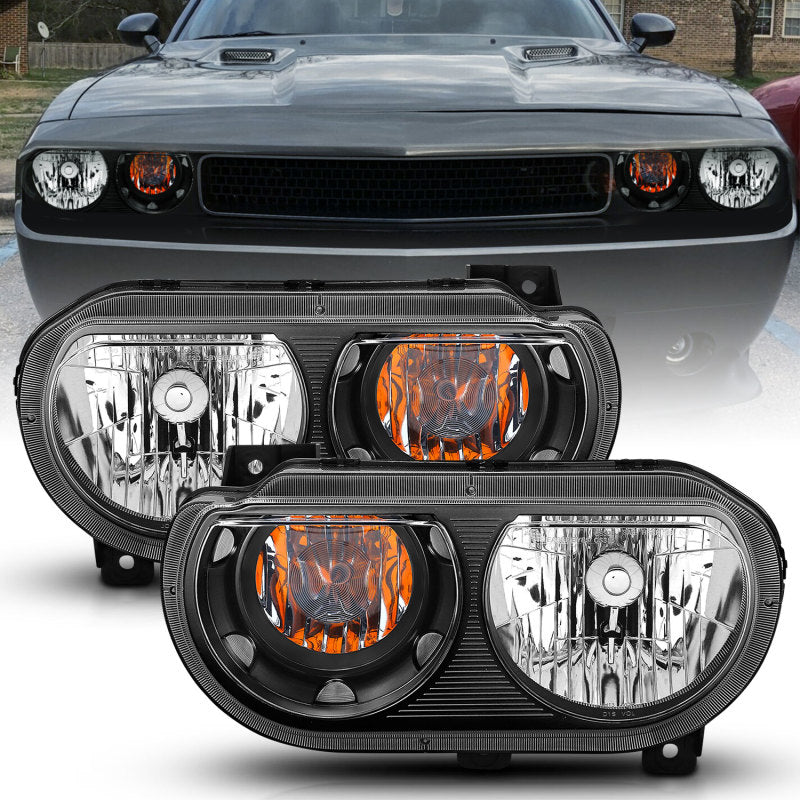 ANZO 2008-2014 Dodge Challenger Crystal Headlights Black-thumbmail-2