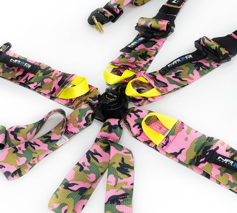 NRG FIA 6pt 2in. Shoulder Belt for HANS Device/ Rotary Cam Lock Buckle/ 3in. Waist Belt - Pink Camo-thumbmail-2