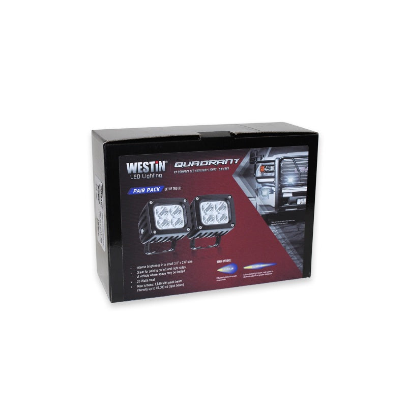 Westin Quadrant LED Auxiliary Light 3 inch x 2.5 inch Flood w/5W Cree (Set of 2) - Black-thumbmail-4