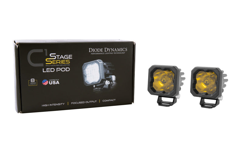 Diode Dynamics Stage Series C1 LED Pod Sport - Yellow Flood Standard ABL (Pair)-thumbmail-7