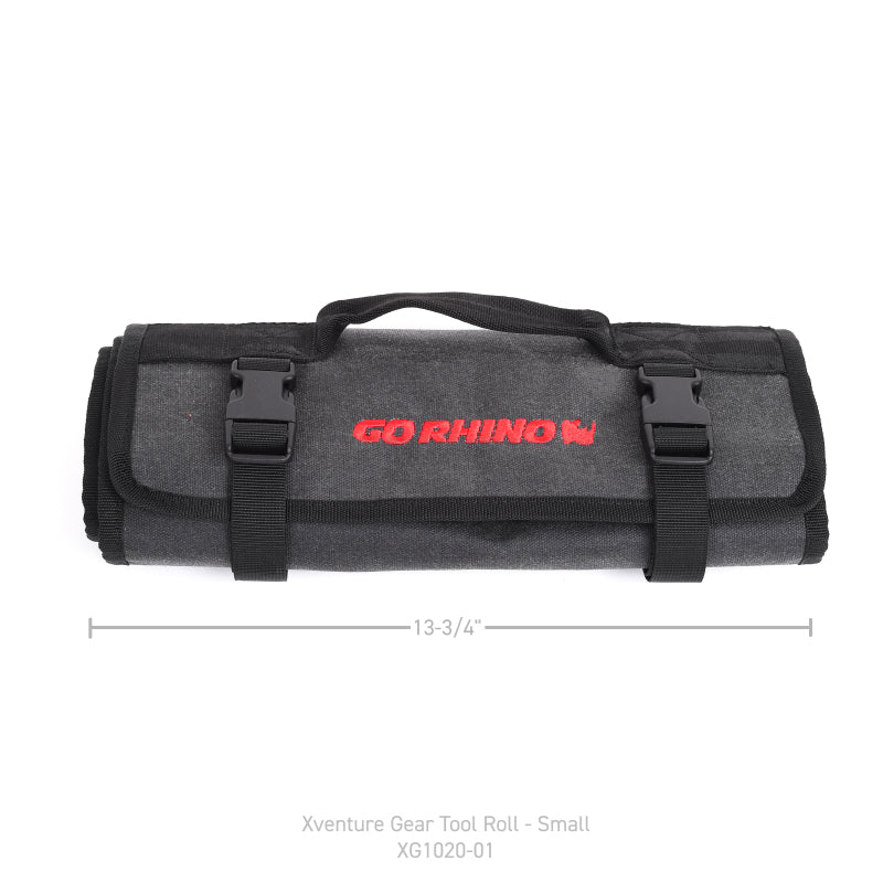 Go Rhino XVenture Gear Tool Roll - Small (4x4in. Closed) 12oz Waxed Canvas - Black-thumbmail-2