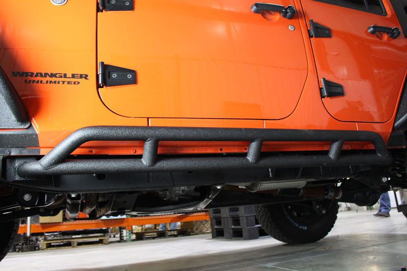 Fishbone Offroad 07-18 Jeep JK 2 Door Wrangler JK Steel Rock Sliders - Blk Textured Powdercoat-thumbmail-1