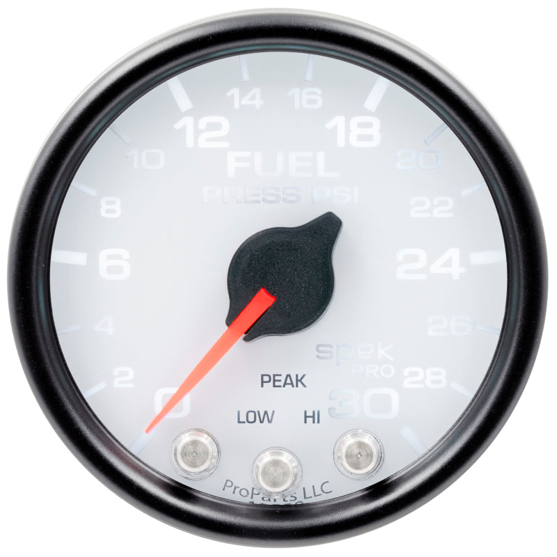 Autometer Spek-Pro Gauge Fuel Press 2 1/16in 30psi Stepper Motor W/Peak & Warn Wht/Blk-thumbmail-2