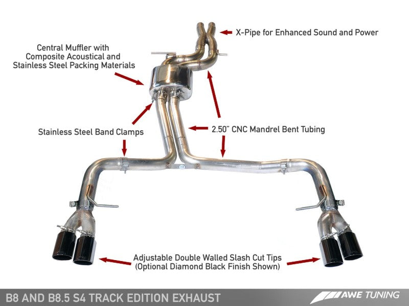AWE Tuning Audi B8.5 S4 3.0T Track Edition Exhaust - Diamond Black Tips (102mm)-thumbmail-4