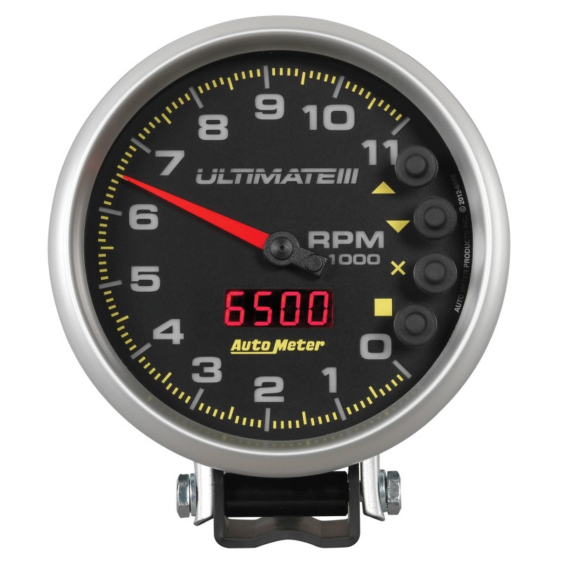 AutoMeter Gauge Tach 5in. 11K RPM Pedestal Datalogging Ultimate IIi Playback Black-thumbmail-1