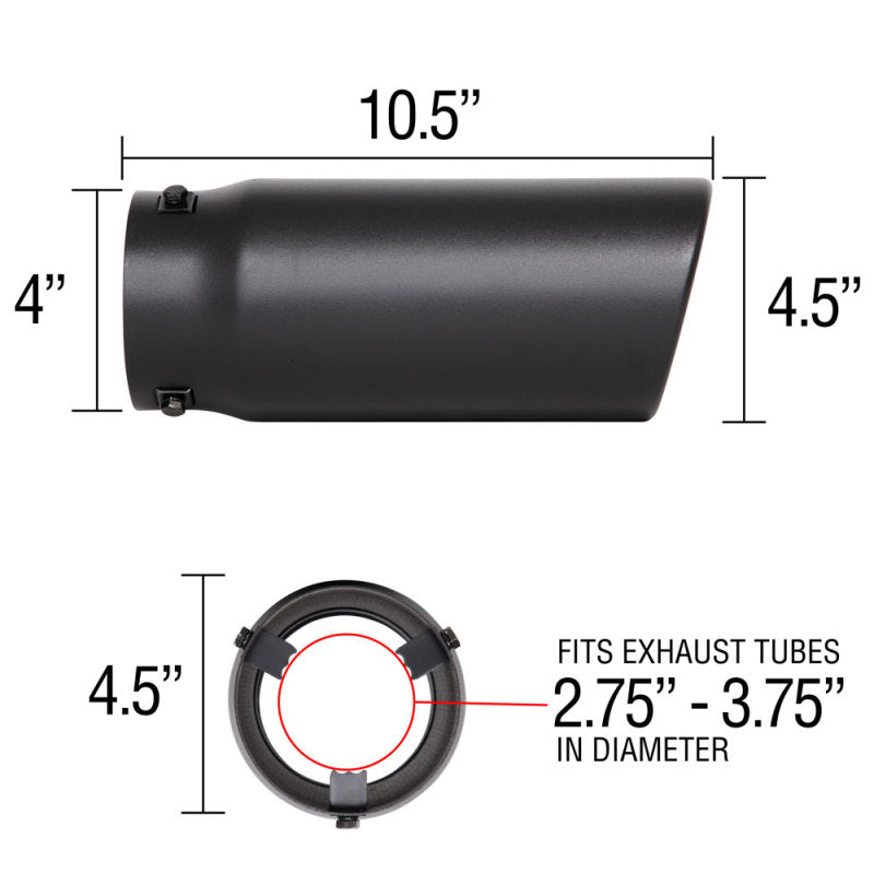 Spectre Exhaust Tip 4-1/2in. OD / Slant - Black-thumbmail-7