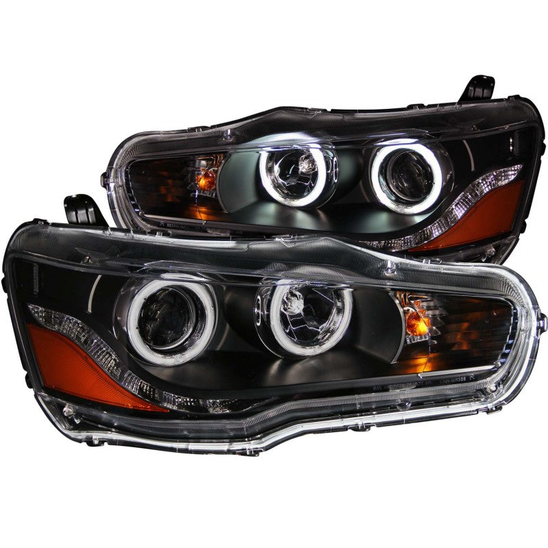 ANZO 2008-2015 Mitsubishi Lancer Projector Headlights w/ Halo Black (CCFL)-thumbmail-2