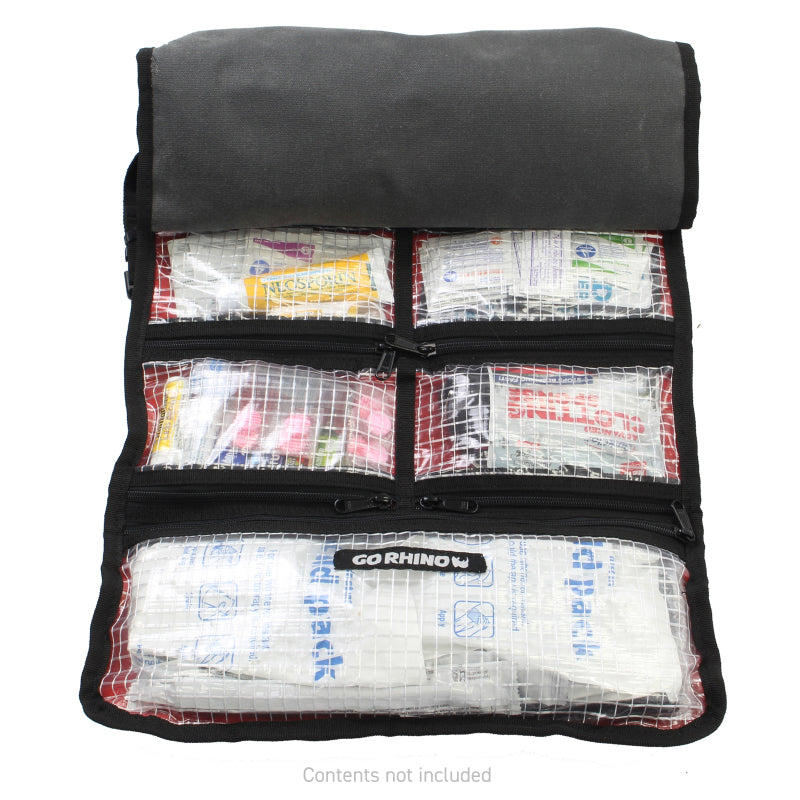 Go Rhino XVenture Gear First Aid Roll - Large (5x5in. Closed) 12oz Waxed Canvas - Black-thumbmail-12