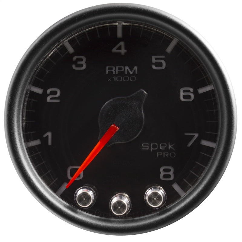 Autometer Spek-Pro Gauge Tach 2 1/16in 8K Rpm W/ Shift Light & Peak Mem Blk/Blk