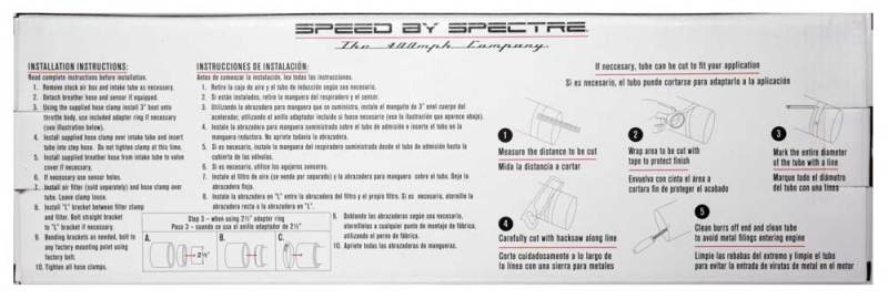 Spectre Universal Intake Tube Kit 3in. - Aluminum - Black-thumbmail-8