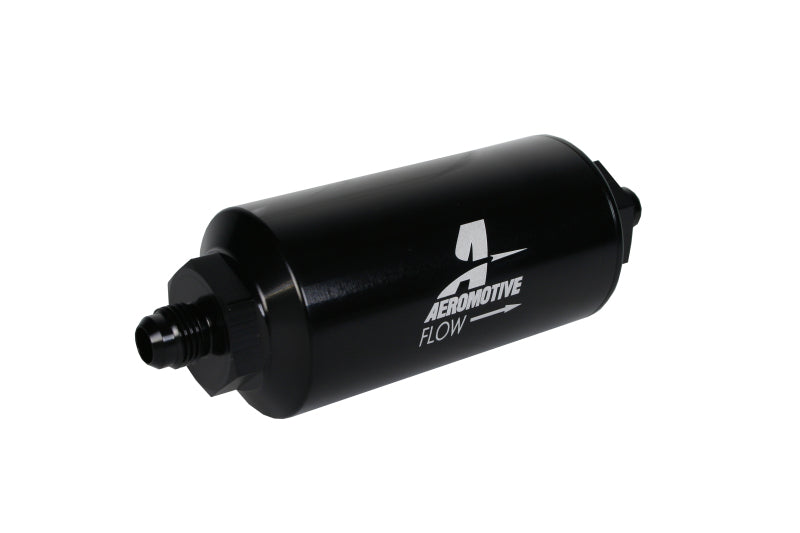 Aeromotive In-Line Filter - (AN-6 Male) 10 Micron Fabric Element Bright Dip Black Finish-thumbmail-3