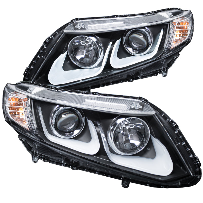 ANZO 2012-2015 Honda Civic Projector Headlights w/ U-Bar Black-thumbmail-2