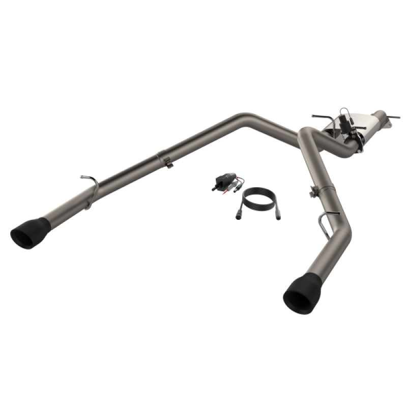 QTP 19-20 Ram 1500 304SS Screamer Cat-Back Exhaust Rear Split Exit w/4.5in Black Tips-thumbmail-3