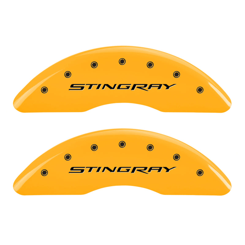 MGP 4 Caliper Covers Engraved Front & Rear Stingray Yellow finish black ch-thumbmail-2