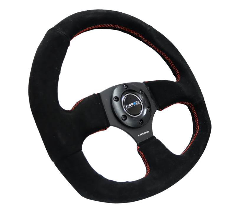 NRG Reinforced Steering Wheel (320mm Horizontal / 330mm Vertical) Suede w/Red Stitch-thumbmail-3