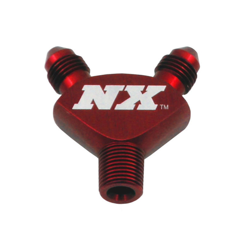 Nitrous Express 1/8NPT x 3AN x 3AN Billet Pure-Flo Y Fitting - Red-thumbmail-2
