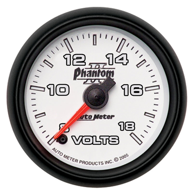 Autometer Phantom II 52.4mm Full Sweep Electronic 8-18 Volts Voltmeter Gauge-thumbmail-1