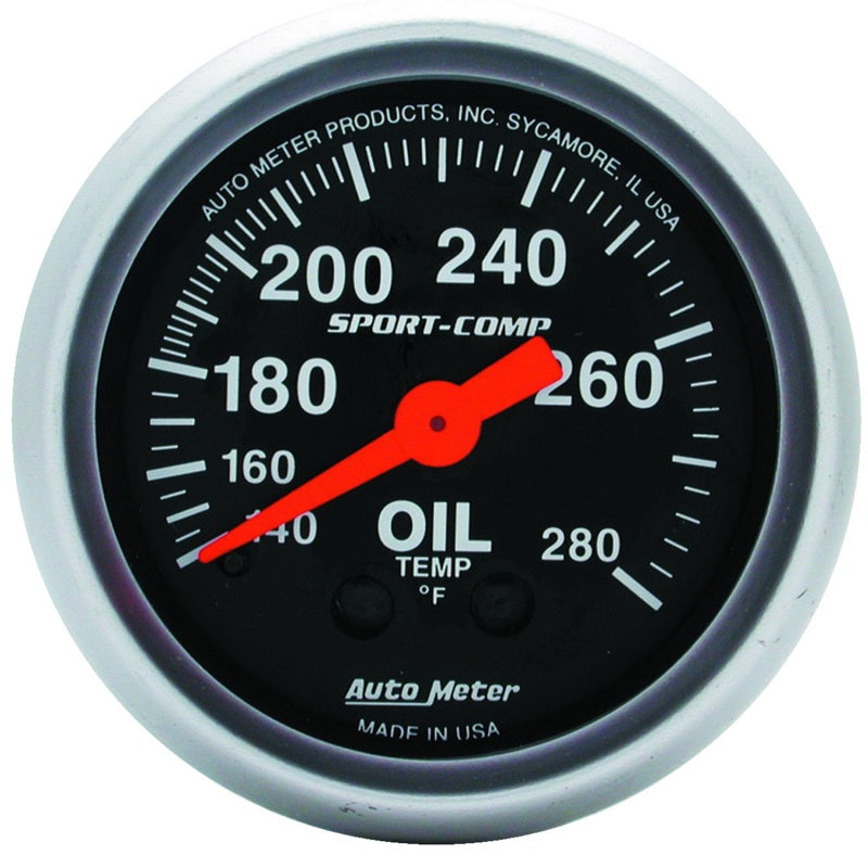 Autometer Sport-Comp 52.4mm 140-280 Deg F Mech Oil Temp Gauge-thumbmail-1