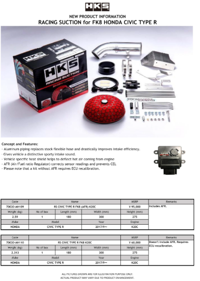 HKS RS HONDA CIVIC TYPE-R FK8 K20C (AFR Not Incl.)-thumbmail-1