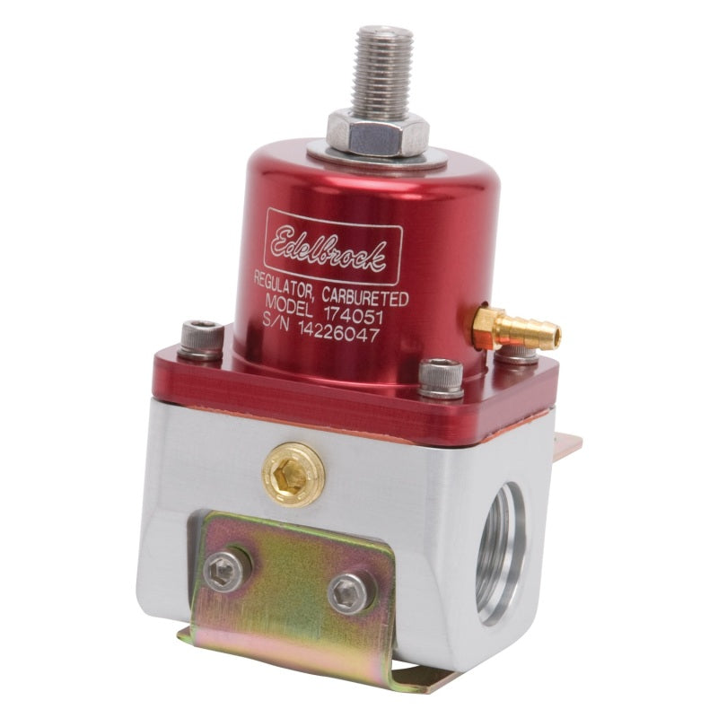 Edelbrock Fuel Pressure Regulator Carbureted 180 GPH 5-10 PSI -10 In/Out -6 Return Red/Clear-thumbmail-12