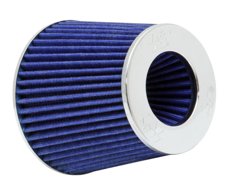 K&N Universal Air Filter Chrome Round Tapered Blue - 4in Flange ID x 1.125in Flange Length x 5.5in H-thumbmail-1