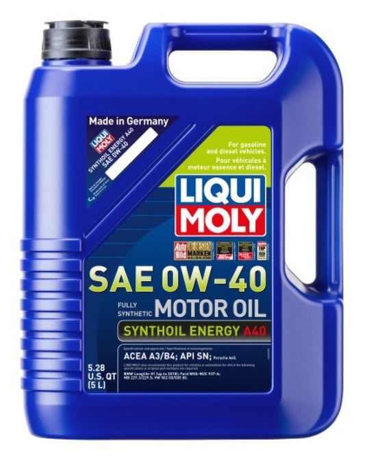 LIQUI MOLY 5L Synthoil Energy A40 Motor Oil SAE 0W40 - Single