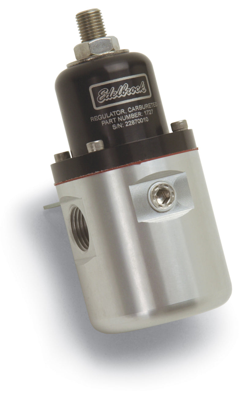 Edelbrock Fuel Pressure Regulator Carbureted 180 GPH 5-10 PSI -10 In/Out -6 Return Red/Clear-thumbmail-3
