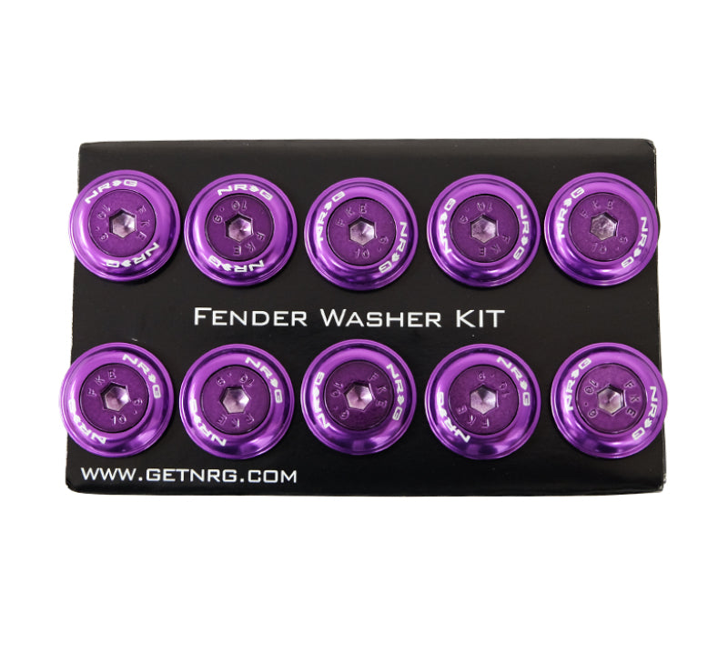NRG Fender Washer Kit w/Color Matched M6 Bolt Rivets For Plastic (Purple) - Set of 10-thumbmail-3