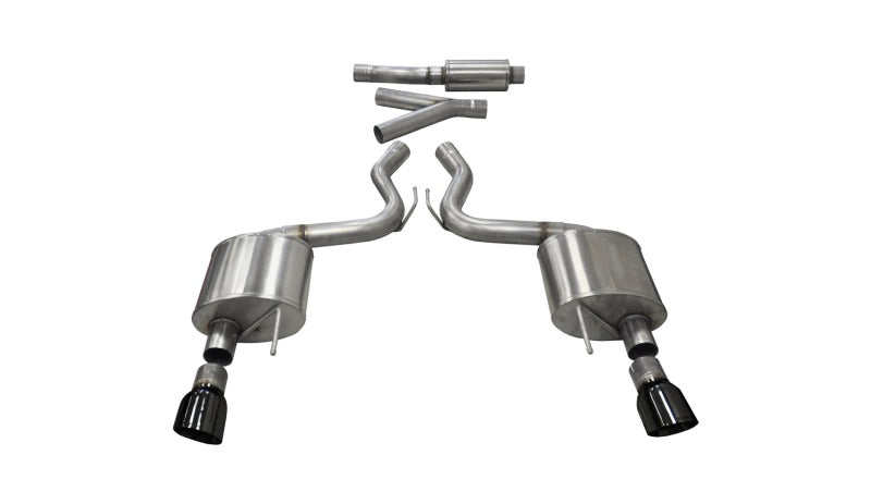 Corsa 15-16 Ford Mustang EcoBoost 2.3T Sport 3in Cat-Back Dual Rear Exit Black Tips-thumbmail-1