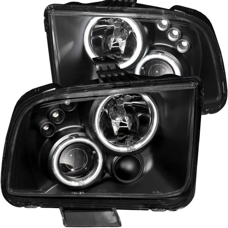 ANZO 2005-2009 Ford Mustang Projector Headlights w/ Halo Black-thumbmail-2