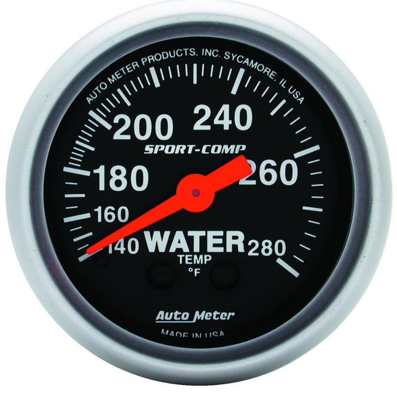 Autometer 2-1/16in 140-280 Degree F Mechanical Water Temp Sport-Comp Gauge